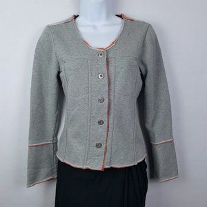 Sundance Knit Jacket Raw Hem Gray Orange Petite S